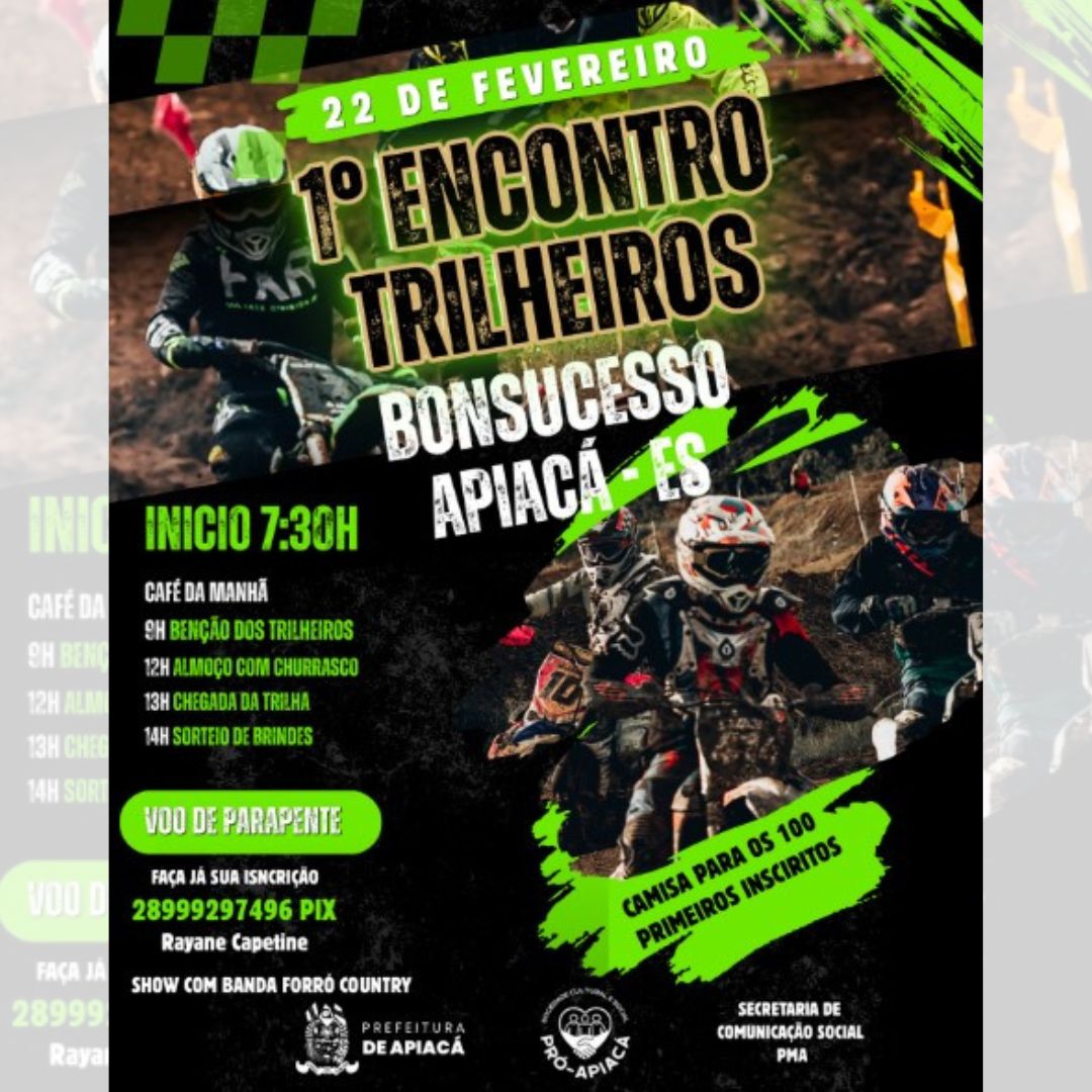 Apiacá: Vem aí o 1º Encontro de Trilheiros de Bonsucesso!