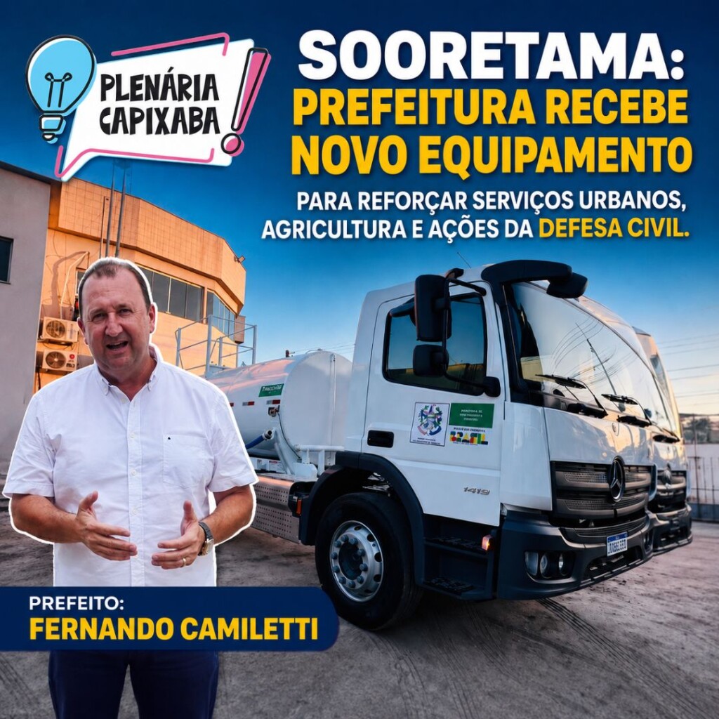 Sooretama: Prefeitura recebe novo equipamento para reforçar serviços urbanos, agricultura e ações da Defesa Civil