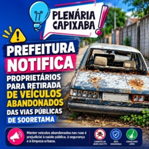 Sooretama: Prefeitura notifica proprietários para retirada de veículos abandonados das vias públicas