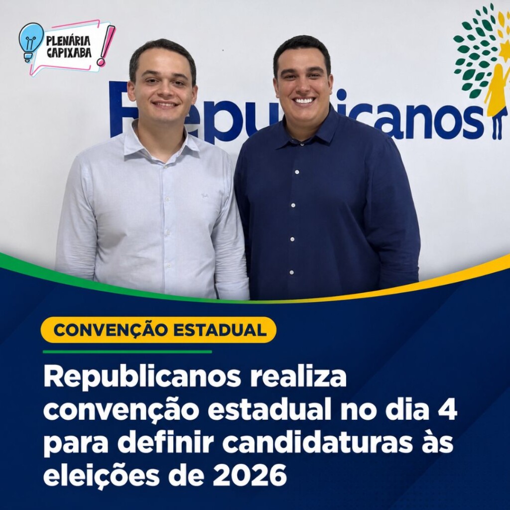 Republicanos realiza convenção estadual no dia 4 para definir candidaturas às eleições de 2026