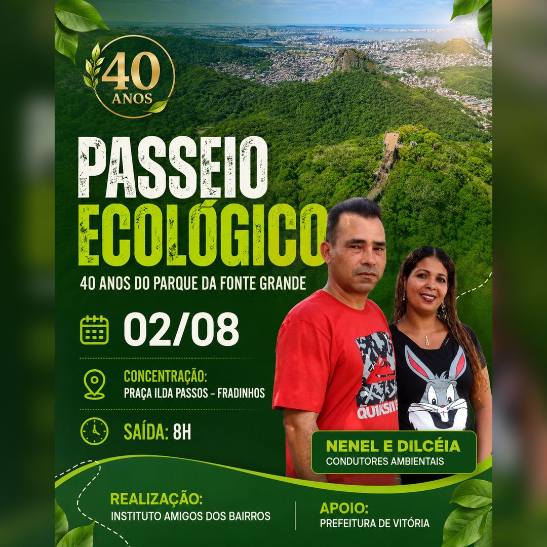 Vitória: Parque da Fonte Grande celebra 40 anos com Caminhada da Comunidade gratuita