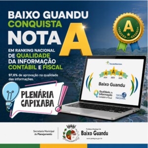 Baixo Guandu conquista Nota A em ranking nacional de qualidade da informação contábil e fiscal