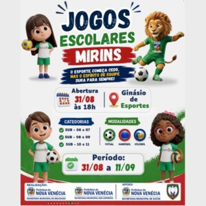 Nova Venécia: Abertura dos Jogos Escolares Mirins acontece nesta segunda-feira (31)