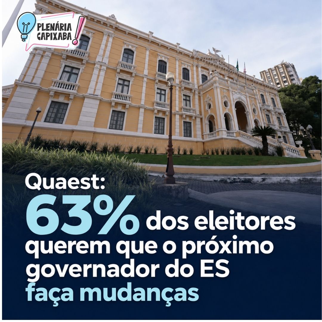 Quaest: 63% dos eleitores querem que o próximo governador do ES faça mudanças