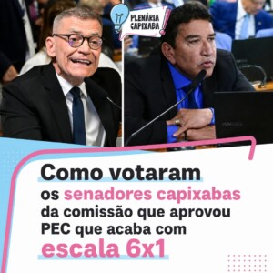 Como votaram os senadores capixabas da comissão que aprovou PEC que acaba com escala 6×1