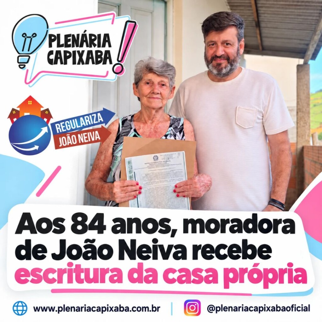 Aos 84 anos, moradora de João Neiva recebe escritura da casa própria