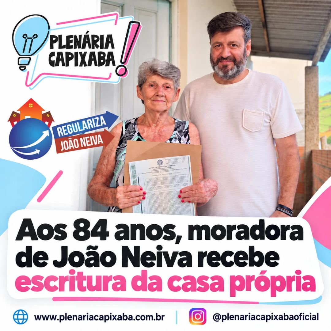 Aos 84 anos, moradora de João Neiva recebe escritura da casa própria