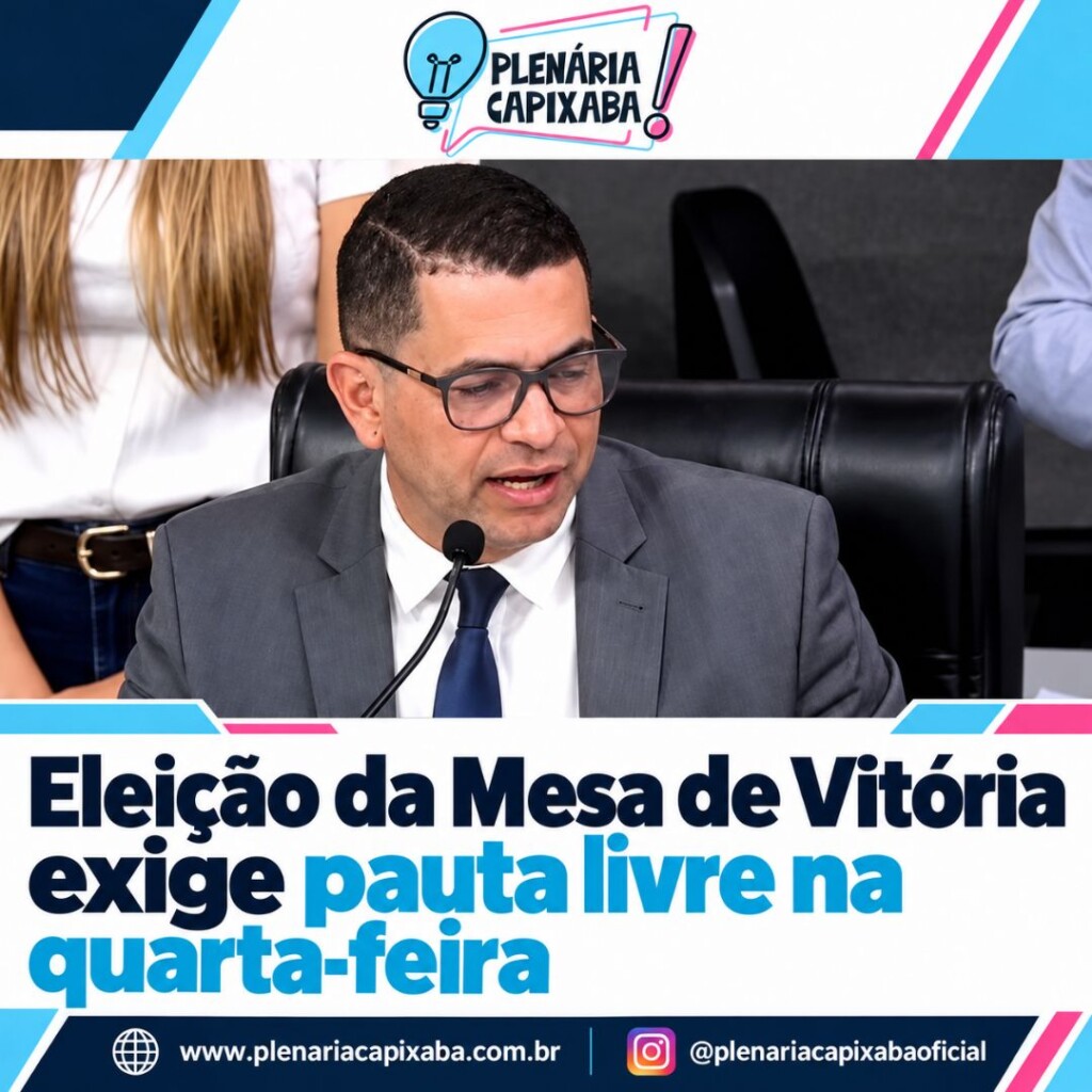 Eleição da Mesa de Vitória exige pauta livre na quarta-feira