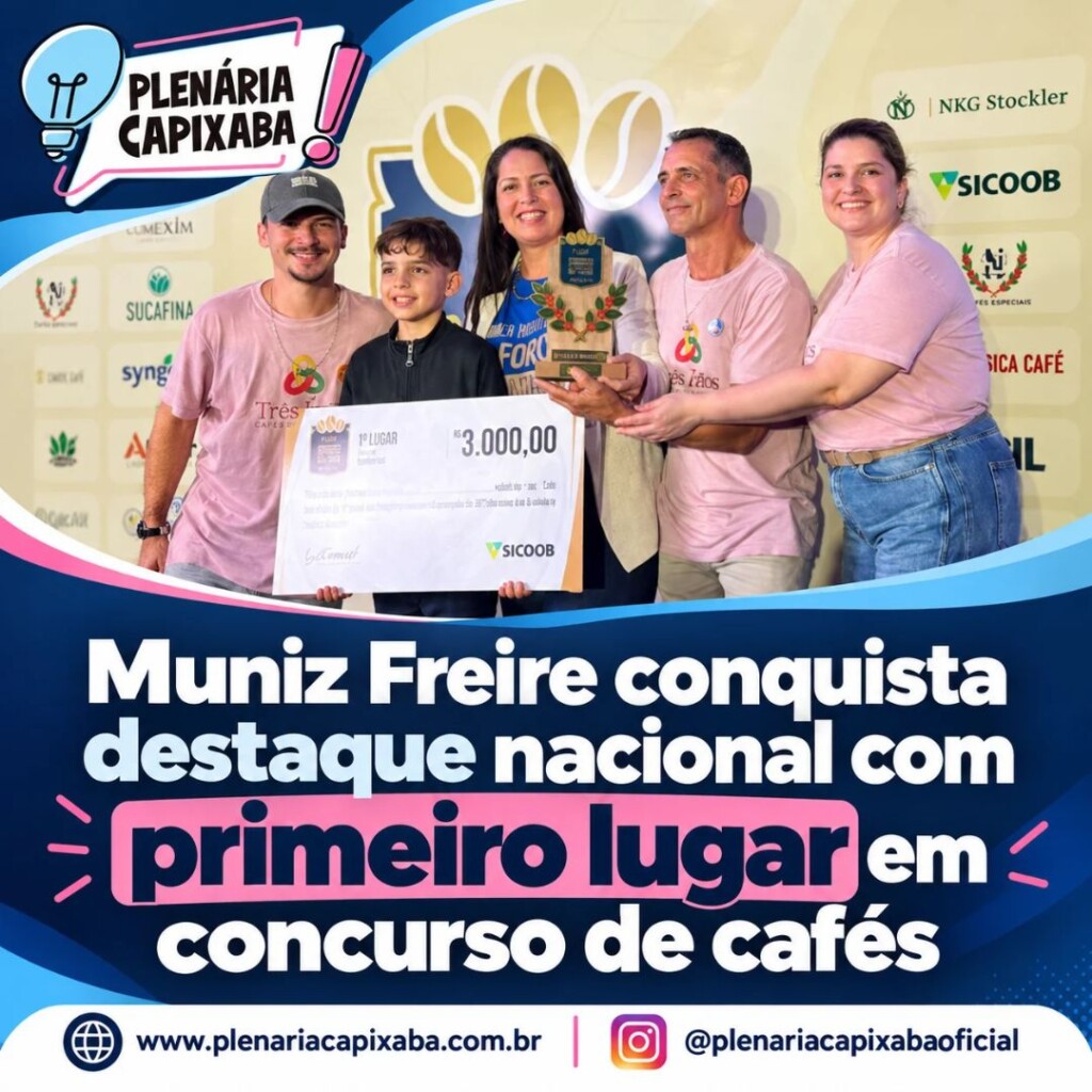 Muniz Freire conquista destaque nacional com primeiro lugar em concurso de cafés
