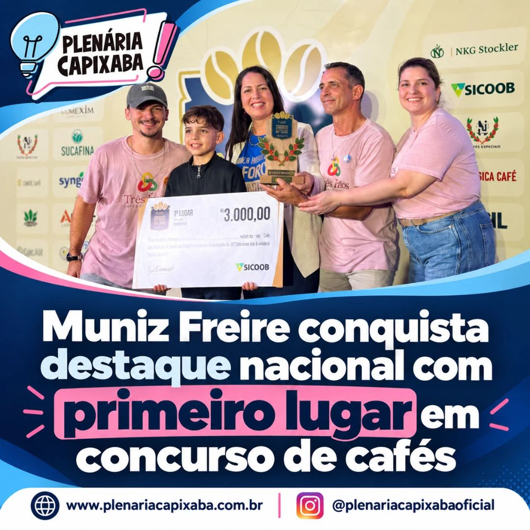 Muniz Freire conquista destaque nacional com primeiro lugar em concurso de cafés