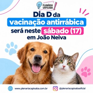 Dia D da vacinação antirrábica será neste sábado (17) em João Neiva