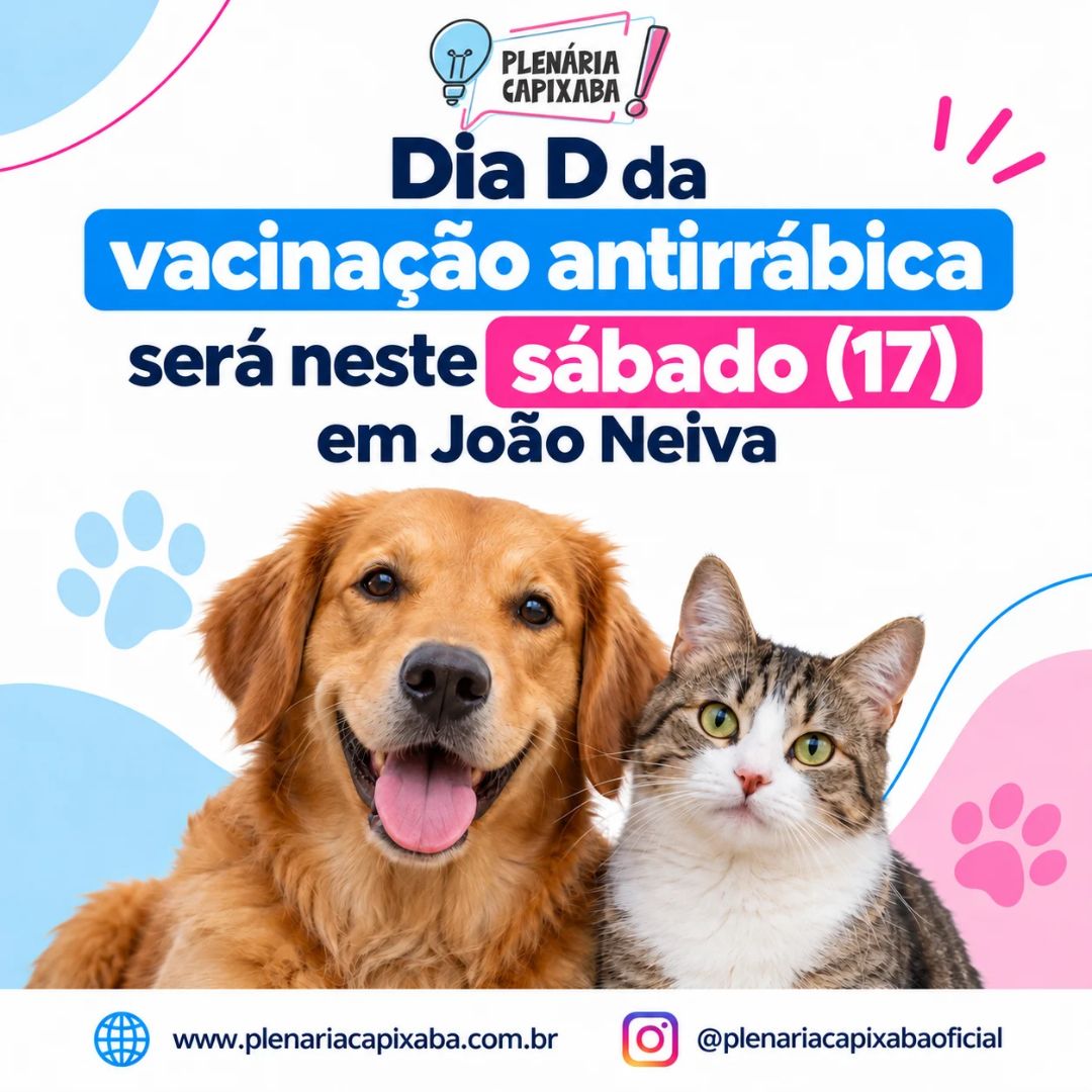 Dia D da vacinação antirrábica será neste sábado (17) em João Neiva