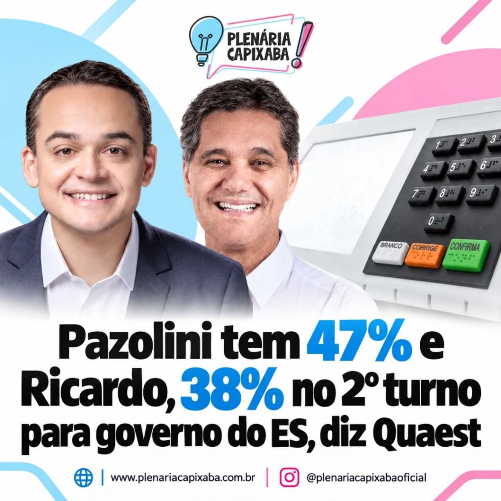 Pazolini tem 47% e Ricardo, 38% no 2º turno para governo do ES, diz Quaest