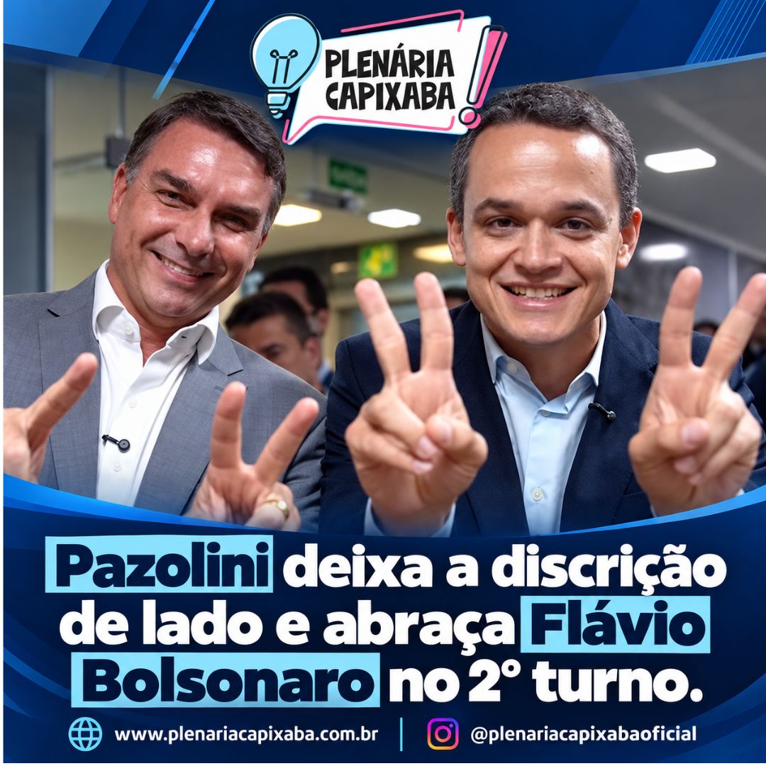Pazolini deixa a discrição de lado e abraça Flávio Bolsonaro no 2º turno